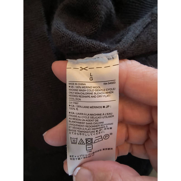 Banana Republic factory 100% Merino Wool Black Long Sleeve V-neck Sweater Sz Ll - Picture 8 of 13